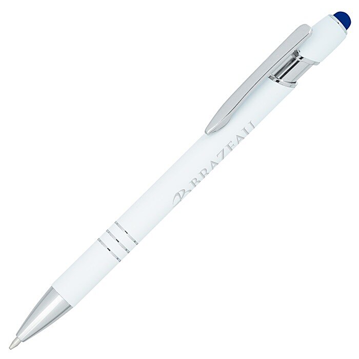Custom Textari Soft Touch Stylus Metal Pen - White