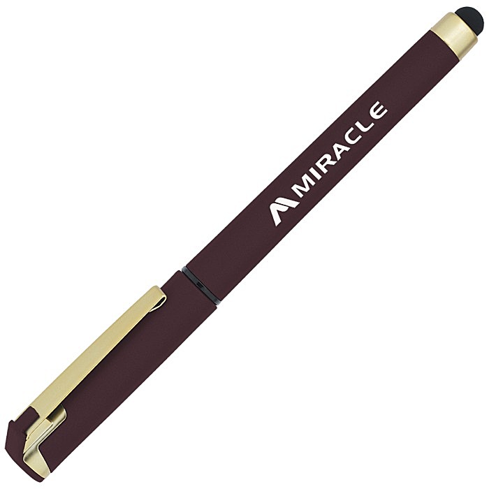 Custom Cali Soft Touch Stylus Gel Pen - Metallic - Matte Gold