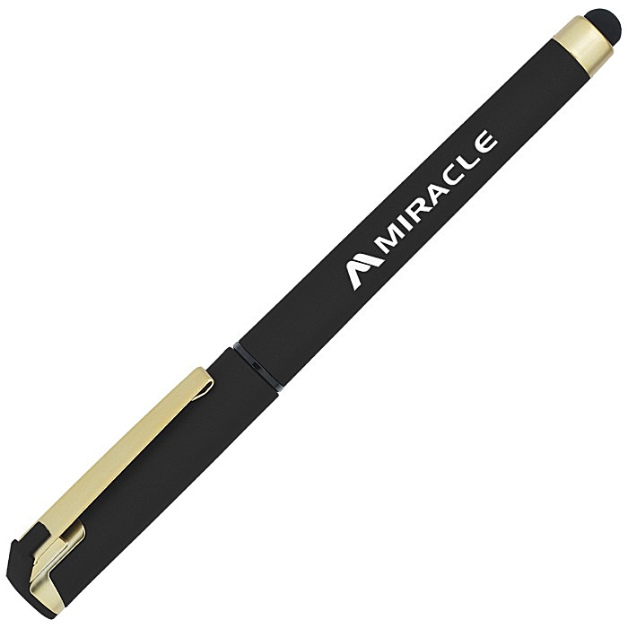 Custom Cali Soft Touch Stylus Gel Pen - Metallic - Matte Gold