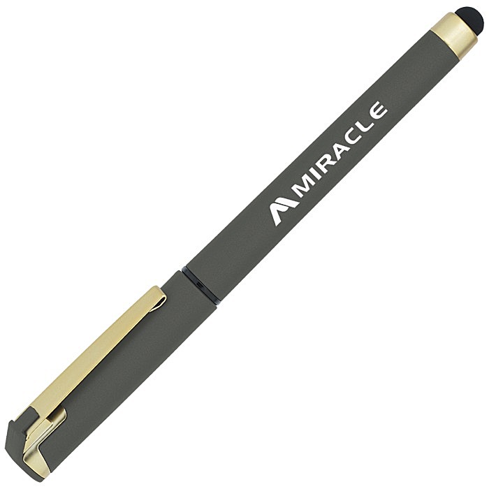 Custom Cali Soft Touch Stylus Gel Pen - Metallic - Matte Gold