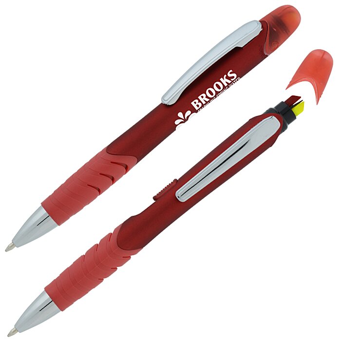 Custom Souvenir Jalan Soft Touch Pen / Dual Highlighter Combo - Metallic
