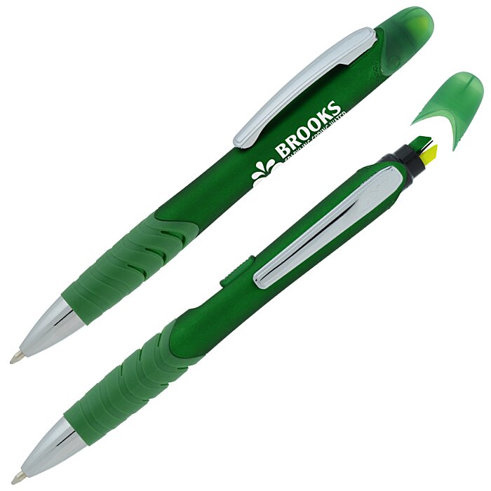 Custom Souvenir Jalan Soft Touch Pen / Dual Highlighter Combo - Metallic