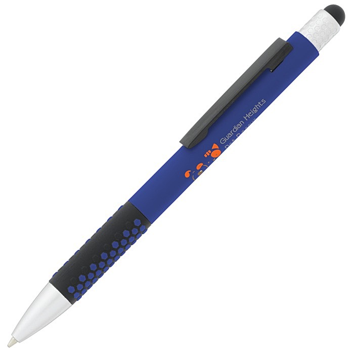 Custom Honeycomb Soft Touch Stylus Metal Pen - Full Colour