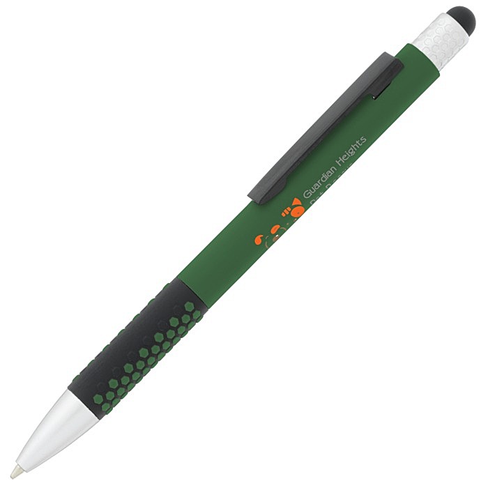 Custom Honeycomb Soft Touch Stylus Metal Pen - Full Colour