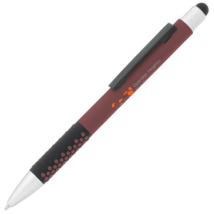 Custom Honeycomb Soft Touch Stylus Metal Pen - Full Colour