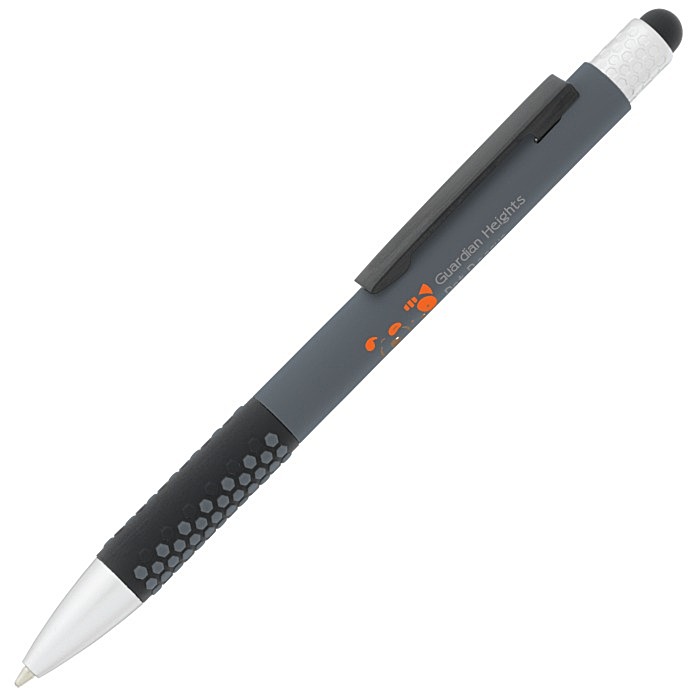 Custom Honeycomb Soft Touch Stylus Metal Pen - Full Colour