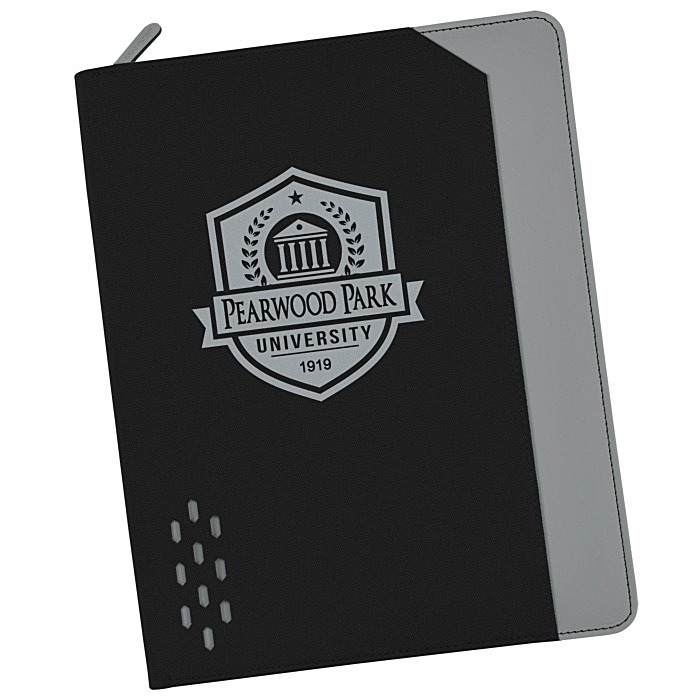 Custom Souvenir Armor Zippered Padfolio with Pen