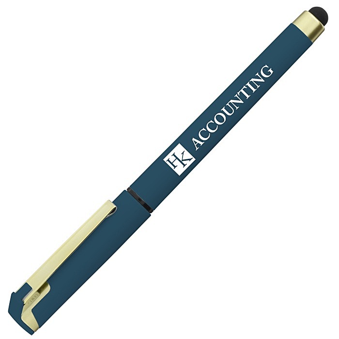 Custom Cali Soft Touch Stylus Gel Pen - Opaque - Matte Gold
