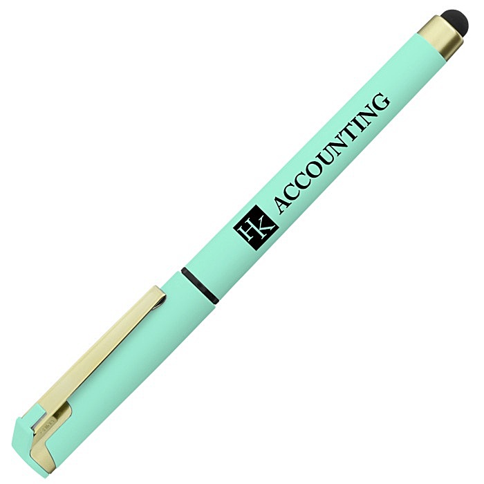 Custom Cali Soft Touch Stylus Gel Pen - Opaque - Matte Gold