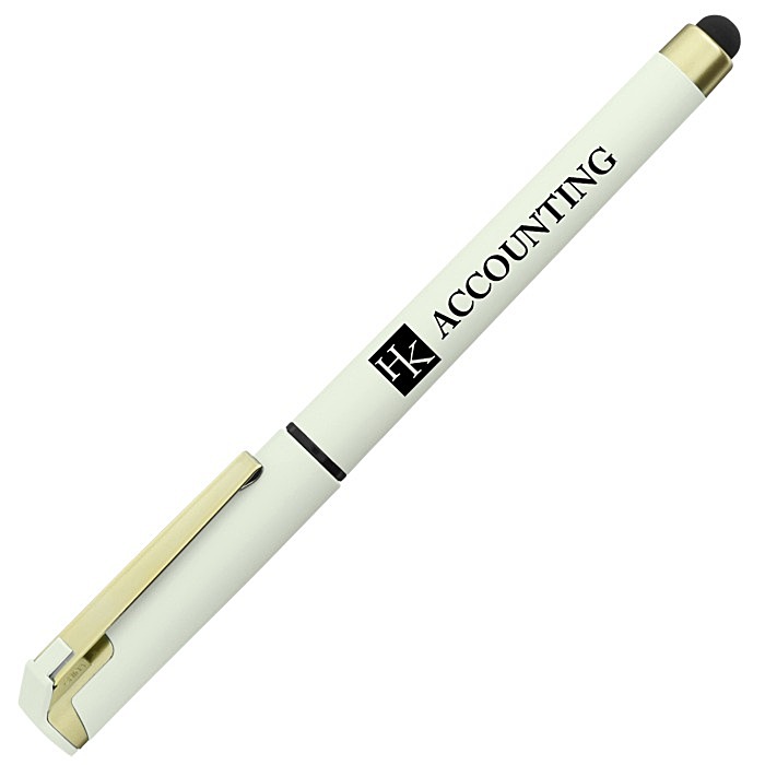 Custom Cali Soft Touch Stylus Gel Pen - Opaque - Matte Gold