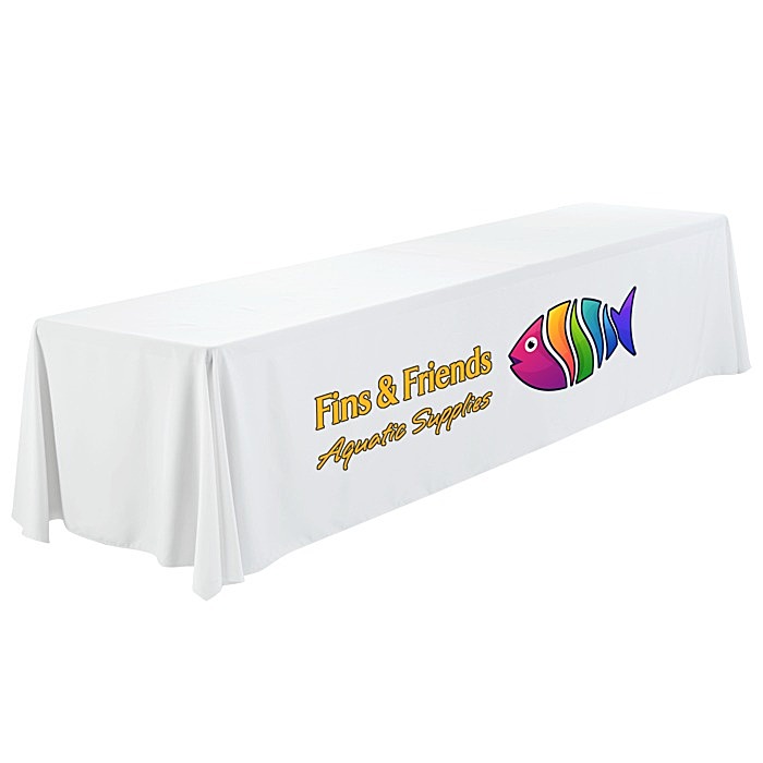 Custom Serged Open-Back Polyester Table Throw - 12 feet