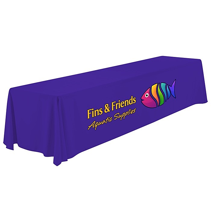 Custom Serged Open-Back Polyester Table Throw - 12 feet