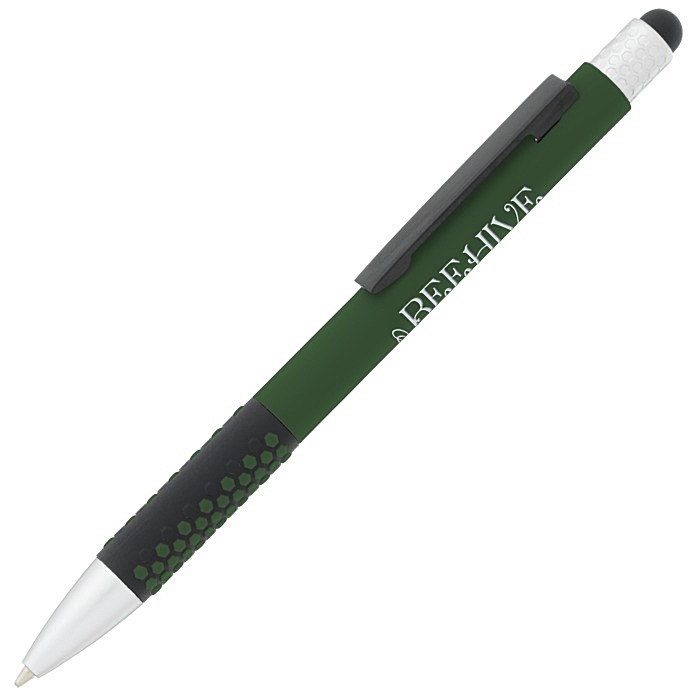 Custom Honeycomb Soft Touch Stylus Metal Pen - Closeout Colours