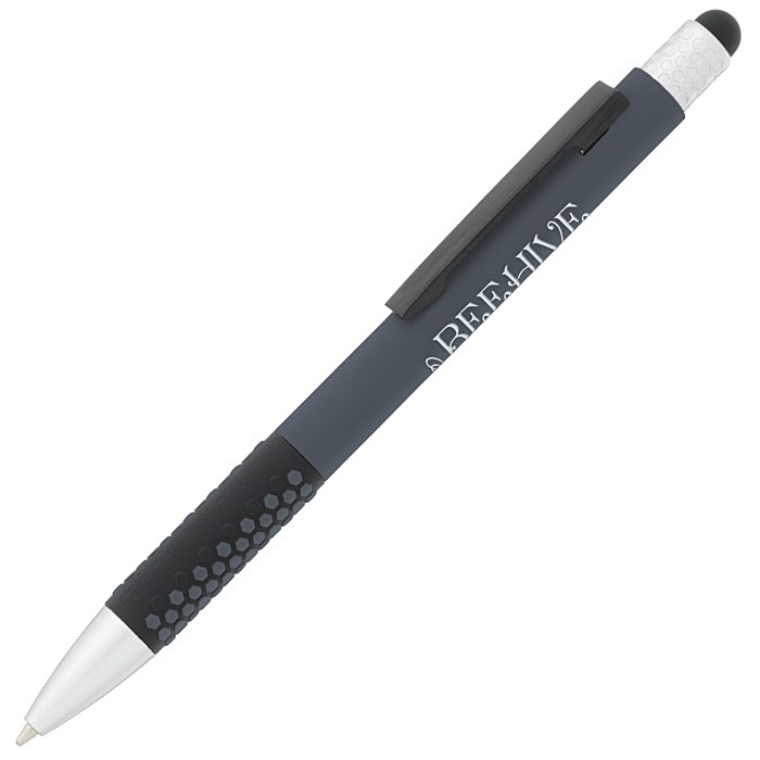 Custom Honeycomb Soft Touch Stylus Metal Pen - Closeout Colours