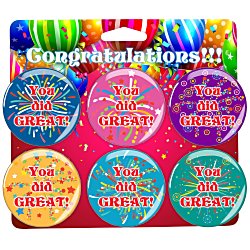 Custom Carded Buttons - Six 2 inches Round Buttons